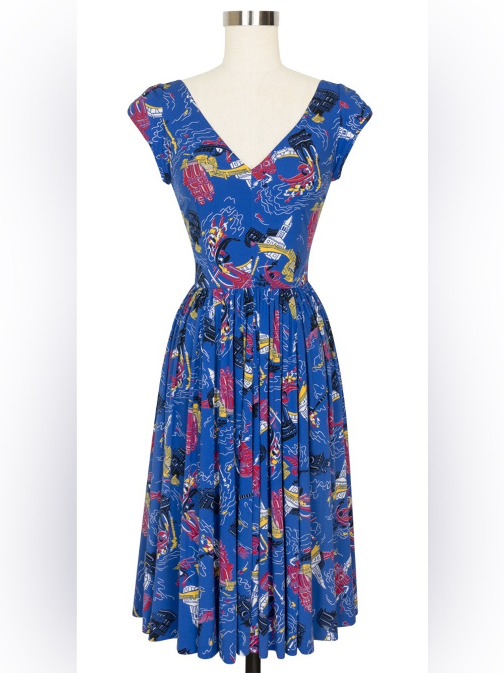 Trashy Diva Gia Venice Nights Novelty Italy Print Vintage Pinup Dress